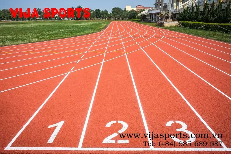 Thi công thảm cao su đường chạy điền kinh tai KCN Châu Quang